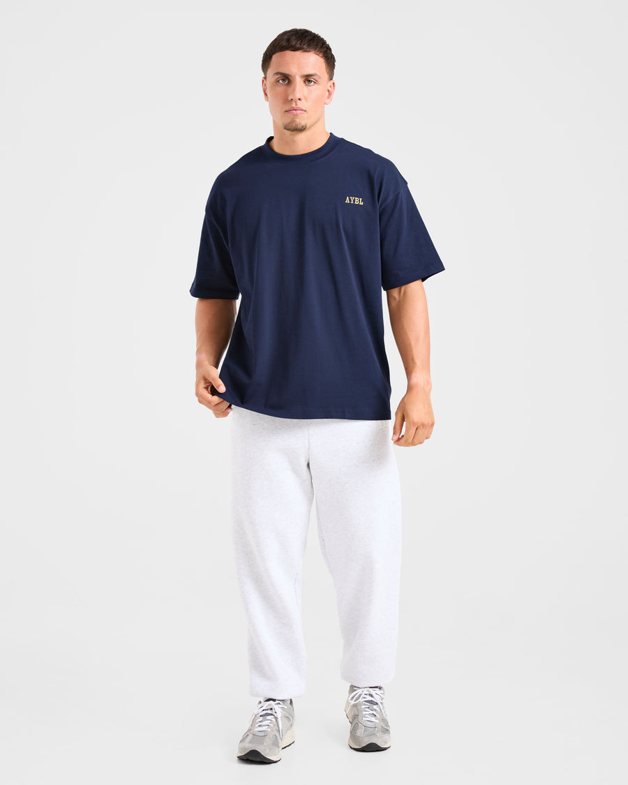 Lifting Essentials Oversized T Shirt - Navy/Jaune