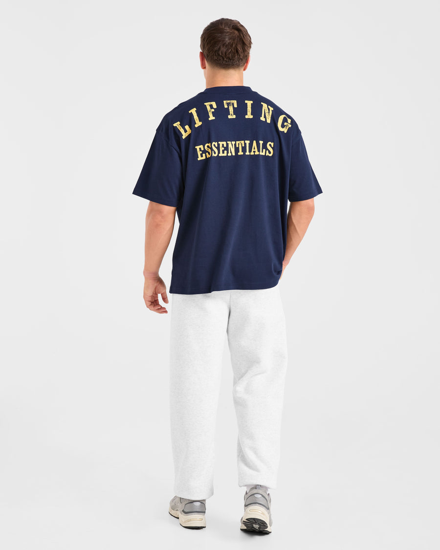 Lifting Essentials Oversized T Shirt - Navy/Jaune