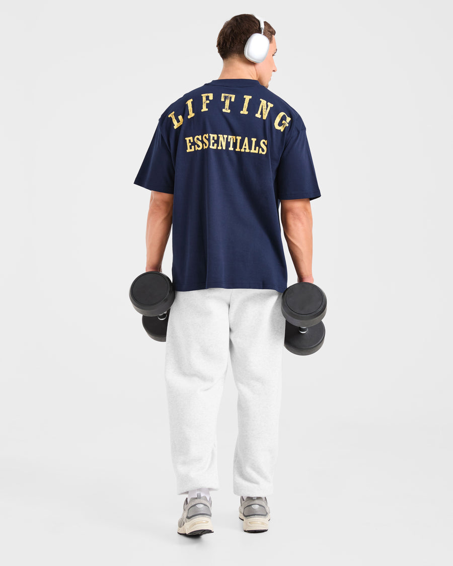 Lifting Essentials Oversized T Shirt - Navy/Jaune