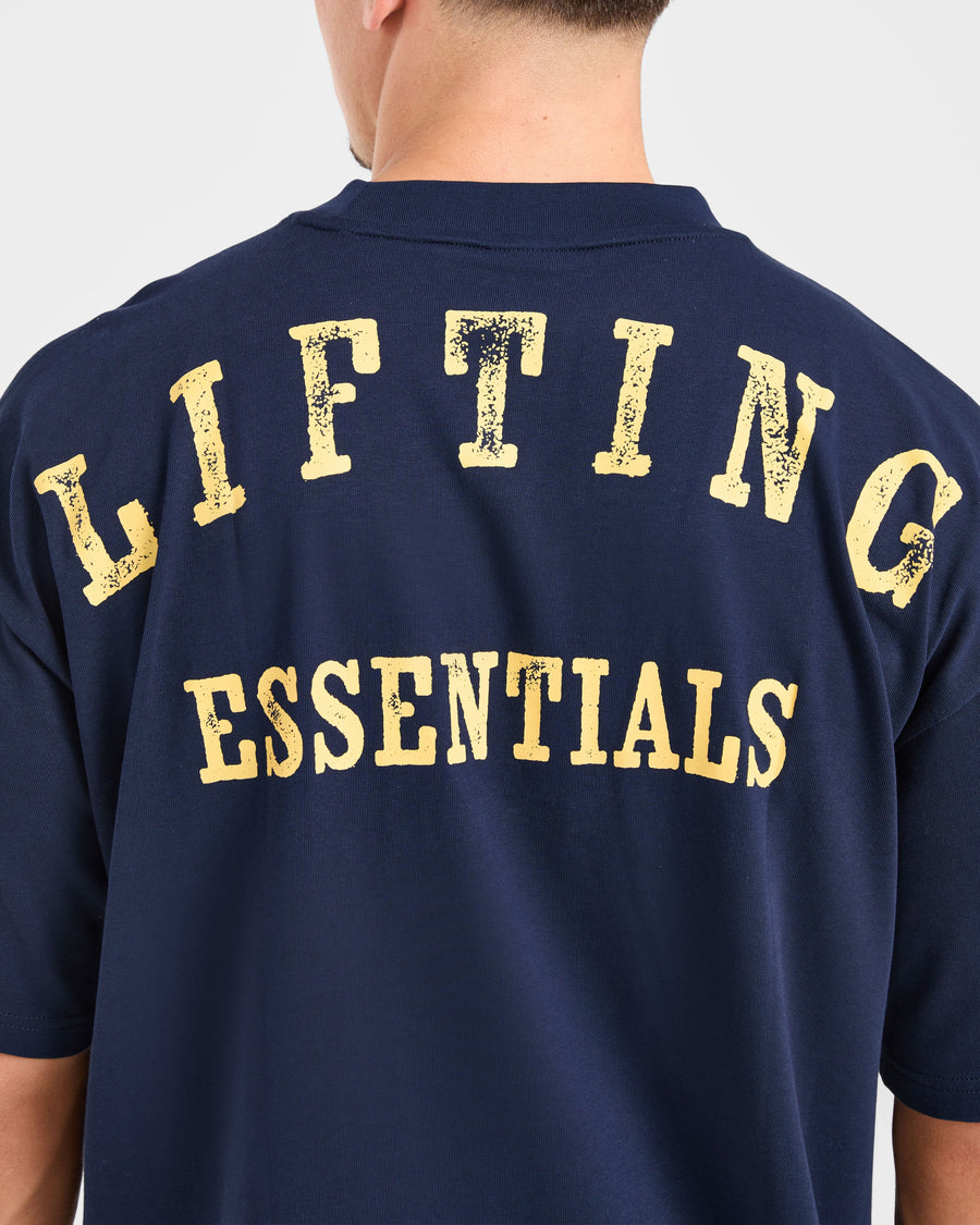 Lifting Essentials Oversized T Shirt - Navy/Jaune