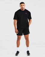 Essential Oversized T Shirt - Noir/Rouge