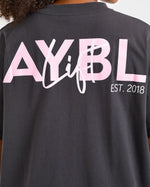 Lift Graphic Oversized T Shirt - Charcoal/Rose