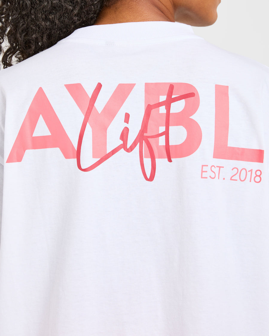 Lift Graphic Oversized T Shirt - Blanc/Coral Peach