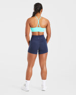 Essential Ruched Sports Bra - Aqua Bleu