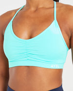Essential Ruched Sports Bra - Aqua Bleu