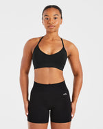 Essential V Neck Strappy Sports Bra - Noir