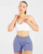 Essential V Neck Strappy Sports Bra - Blanc