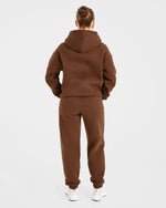 Retro Embroidered Oversized Joggers - Brown