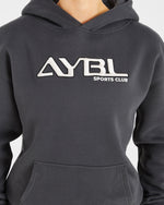 Retro Embroidered Oversized Hoodie - Charcoal