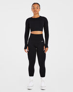 Empower Seamless Long Sleeve Crop Top - Noir