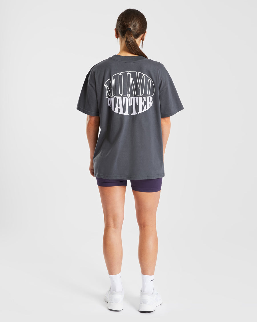 Mind Over Matter Oversized T Shirt - Charcoal/Lilac
