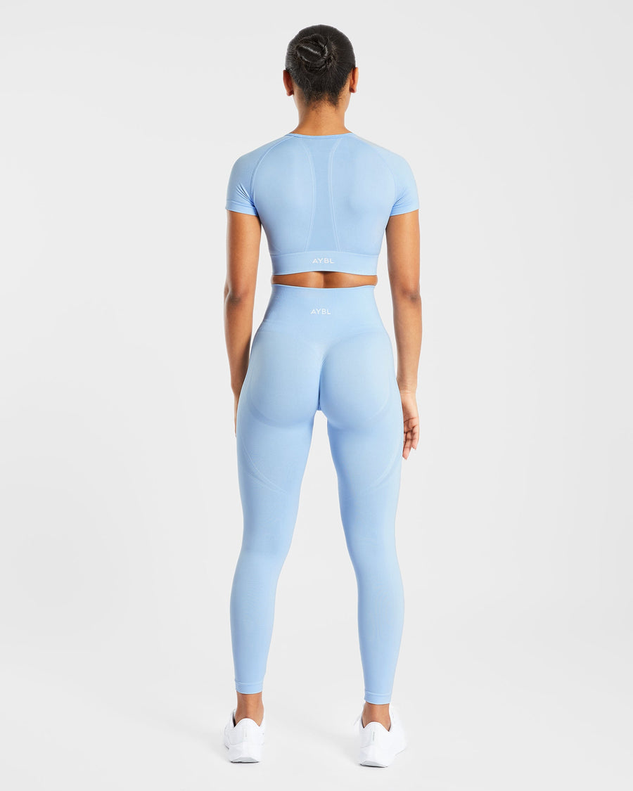 Empower Seamless Crop Top - Sky Bleu