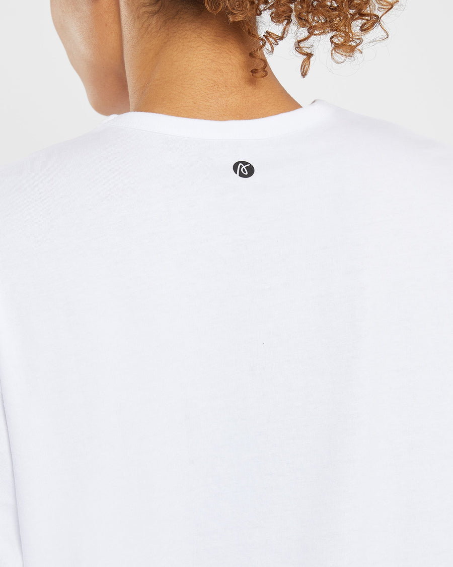 Essential Oversized Long Sleeve T Shirt - Blanc