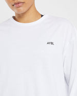 Essential Oversized Long Sleeve T Shirt - Blanc