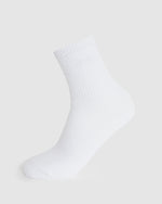 Tonal Embroidered Crew Socks - Blanc