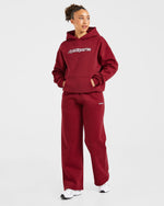 AYBL Sports Outline Oversized Straight Leg Joggers - Burgundy
