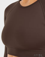 Staple Long Sleeve Crop Top - Coffee Brun
