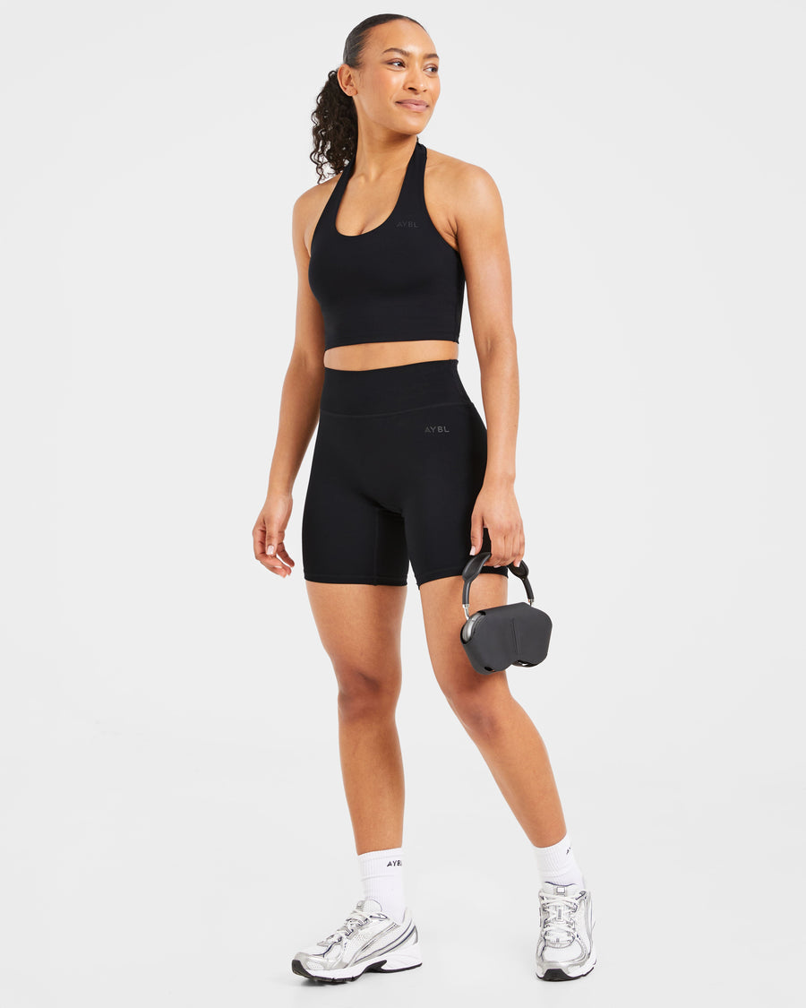 Staple Halterneck Crop Top - Noir