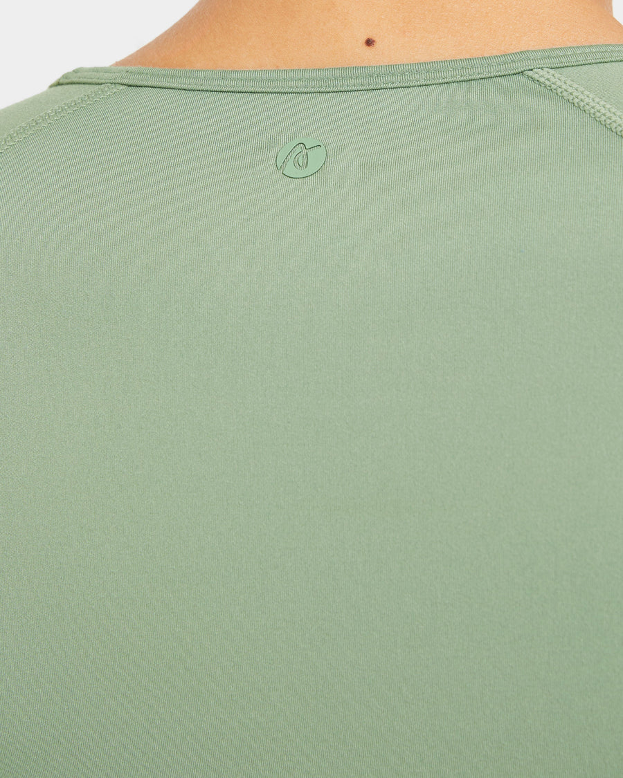 Staple Long Sleeve Crop Top - Olive Vert