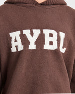 Varsity Oversized Knitted Hoodie - Marron