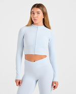 Sculpt Wrap Zip Up Jacket - Iced Bleu
