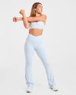 Sculpt Wrap Flared Leggings - Iced Bleu
