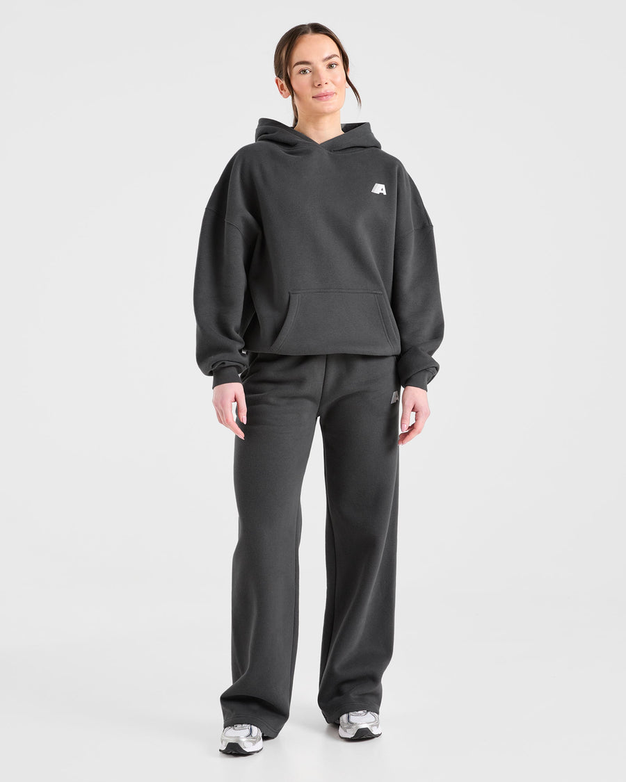 Retro Athletics Oversized Straight Leg Joggers - Charcoal