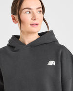 Retro Athletics Oversized Hoodie - Charcoal