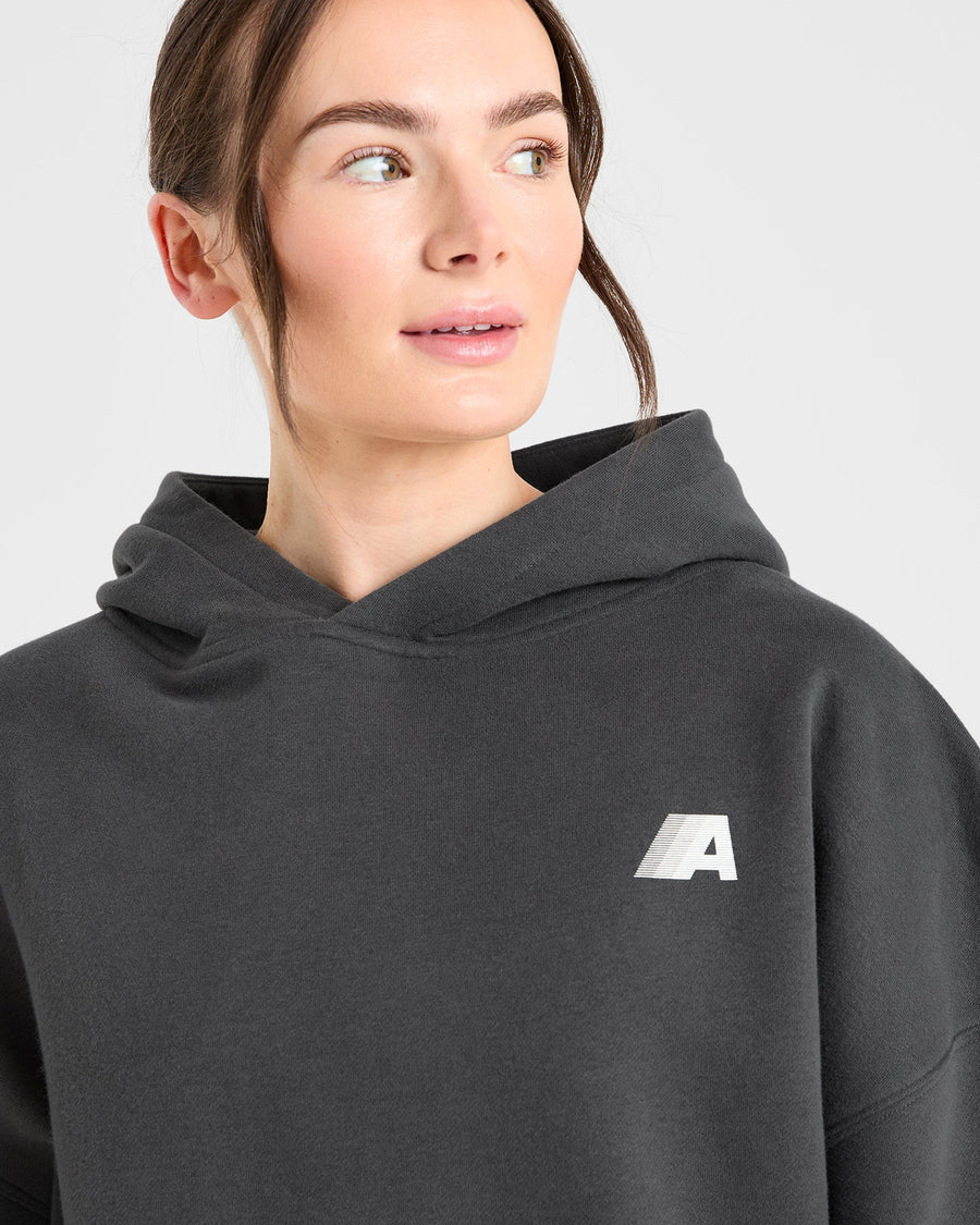 Retro Athletics Oversized Hoodie - Charcoal
