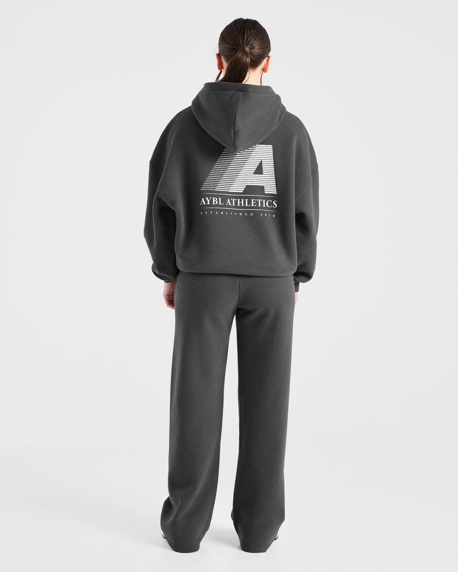 Retro Athletics Oversized Hoodie - Charcoal