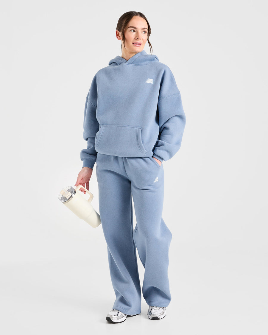 Retro Athletics Oversized Hoodie - Vintage Bleu