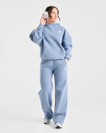 Retro Athletics Oversized Straight Leg Joggers - Vintage Bleu