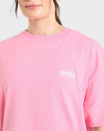 Focused Wavy Oversized T Shirt - Rose/Blanc