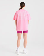 Focused Wavy Oversized T Shirt - Rose/Blanc