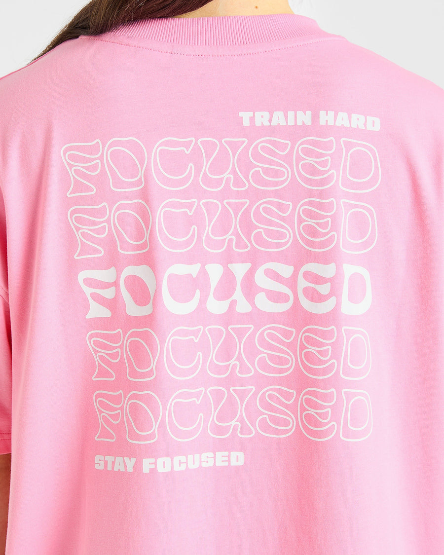Focused Wavy Oversized T Shirt - Rose/Blanc