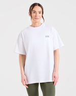 Power Lifting Illustration T Shirt - Blanc/Vert