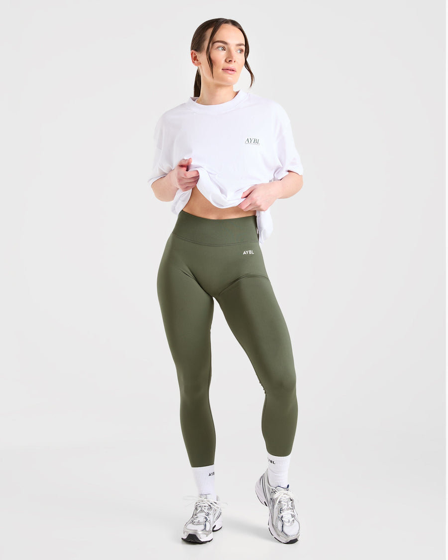 Power Lifting Illustration T Shirt - Blanc/Vert