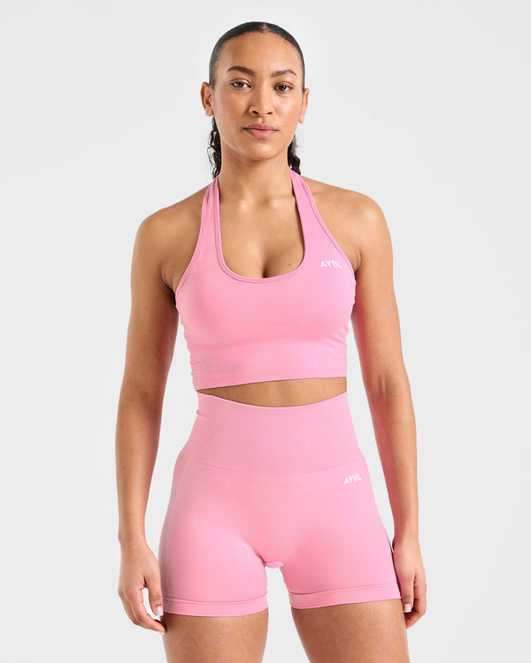 Empower Seamless Halterneck Crop Top - Baby Rose