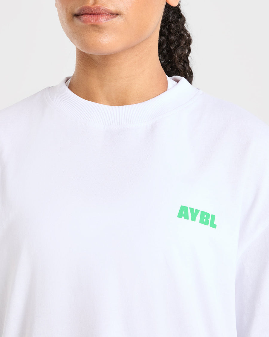 Focused Wavy Oversized T Shirt - Blanc/Vert