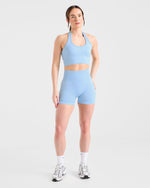 Empower Seamless Halterneck Crop Top - Sky Bleu