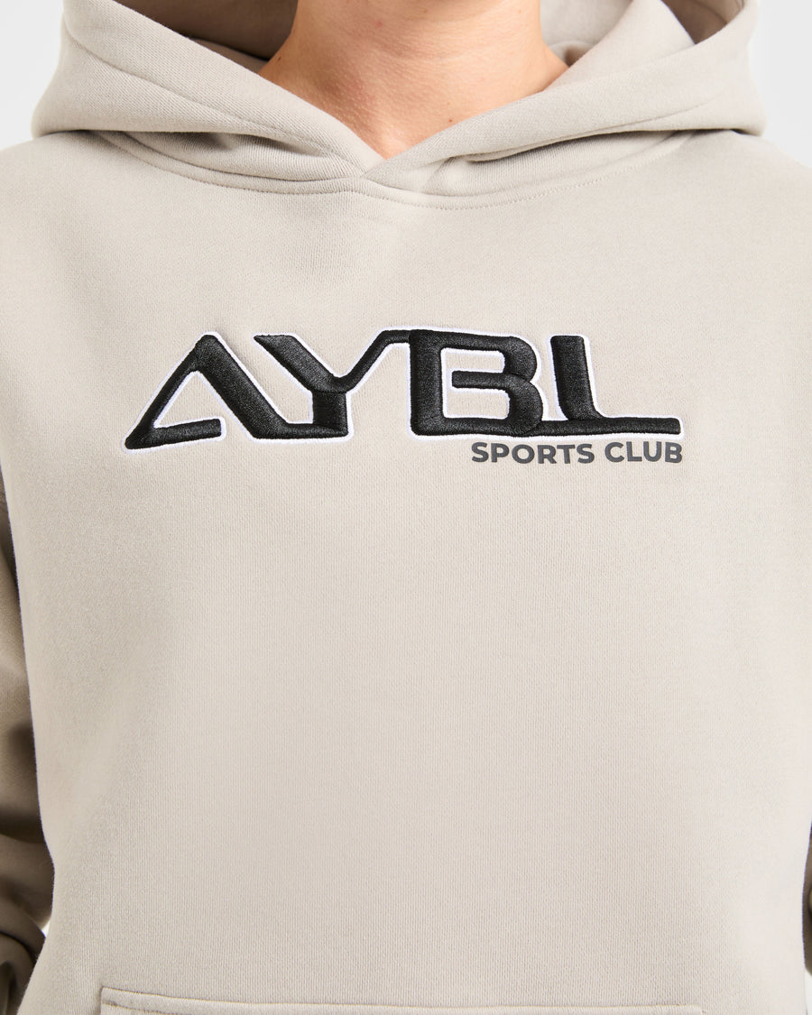 Retro Embroidered Oversized Hoodie - Taupe Grey