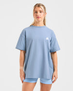 Retro Athletics Oversized T Shirt - Vintage Blue