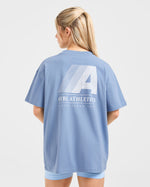 Retro Athletics Oversized T Shirt - Vintage Blue