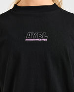 Athletics Track Oversized T Shirt - Noir/Rose