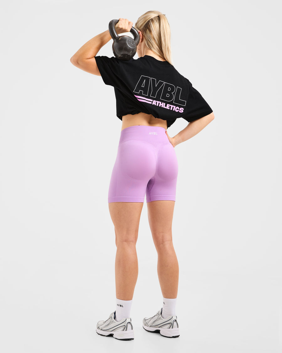 Athletics Track Oversized T Shirt - Noir/Rose