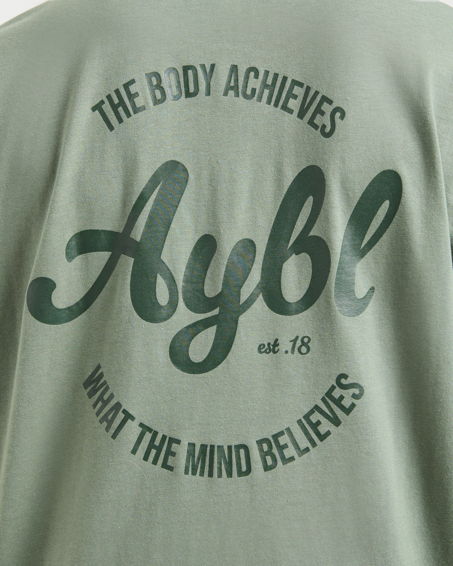 Body Achieve Mind Believe Oversized T Shirt - Vert