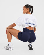 Athletics Track Oversized T Shirt - Heather Grey/Navy