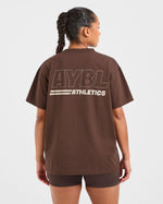 Athletics Track Oversized T Shirt - Marron/Sand