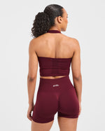 Empower Seamless Halterneck Crop Top - Rouge Wine