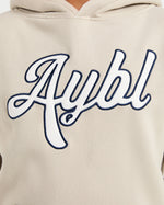 Script Embroidered Oversized Hoodie - Sand/Navy
